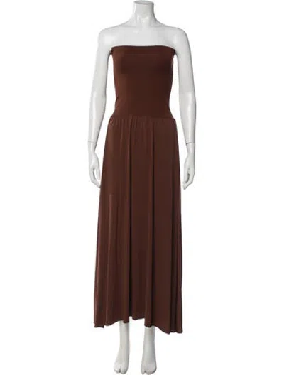 Pre-owned Eres Strapless Long Dress In Brown