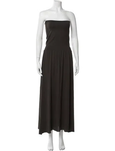 Pre-owned Eres Strapless Long Dress In Brown