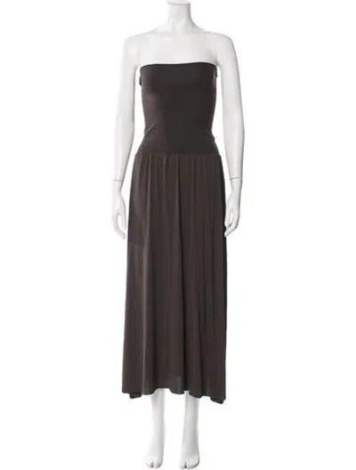 Pre-owned Eres Strapless Long Dress In Brown