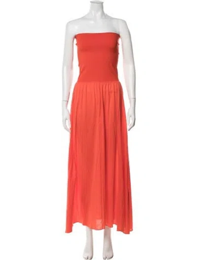 Pre-owned Eres Strapless Long Dress In Orange
