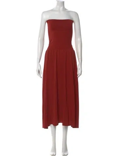 Pre-owned Eres Strapless Midi Length Dress In Red