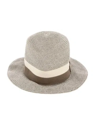 Pre-owned Eres Straw Fedora In Green