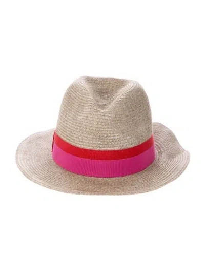 Pre-owned Eres Straw Panama Hat In Neutrals/pink