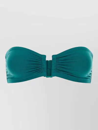 Eres Stretch Nylon Bandeau Strapless Bikini Top In Green