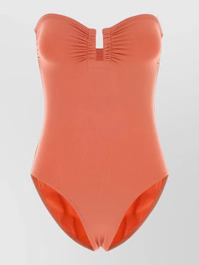 Eres Stretch Nylon Cassiopee Bandeau Swimsuit Cutout In Orange