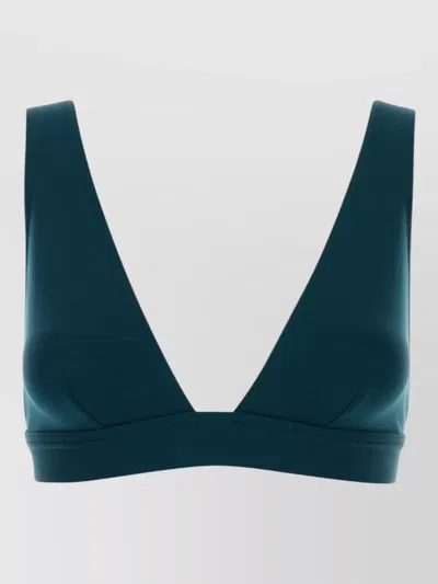Eres Stretch Nylon Chrome Bikini Top V Neckline In Green