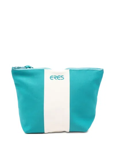 Eres Stripe Zip Beach Pouch In Blue