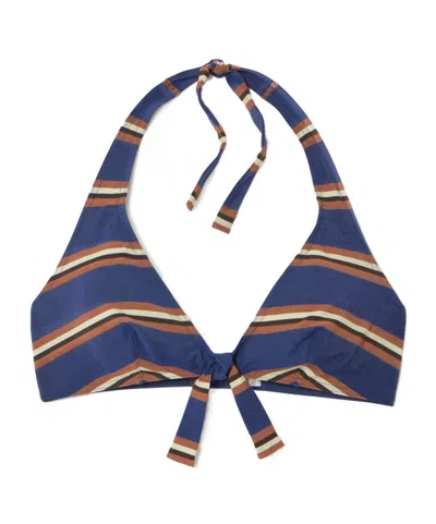 Eres Cap Striped Halterneck Bikini Top In Blue