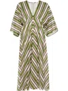 Eres Sheer Fabric Midi Dress With Short Sleeves In Green