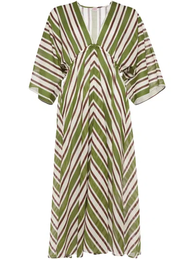 Eres Striped Dress In Green
