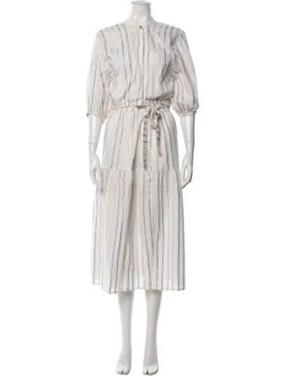 Pre-owned Eres Striped Glitter Accents Skirt Set In White