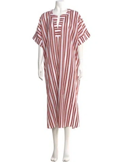 Pre-owned Eres Striped Long Dress In White