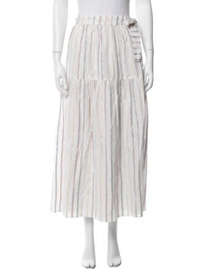 Pre-owned Eres Striped Long Skirt In White