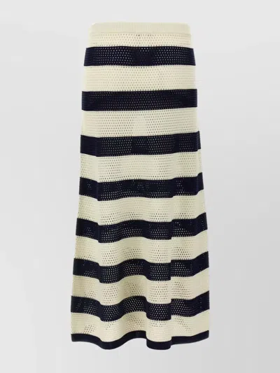 Eres Striped Mesh Midi Skirt With Elastic Waistband In Multi