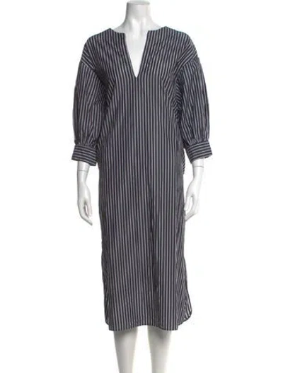 Pre-owned Eres Striped Midi Length Dress In Gray