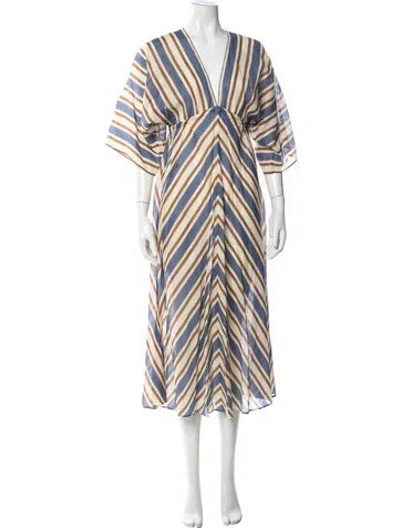 Pre-owned Eres Striped Midi Length Dress In Multi