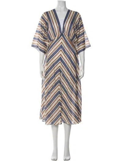 Pre-owned Eres Striped Midi Length Dress In Multi
