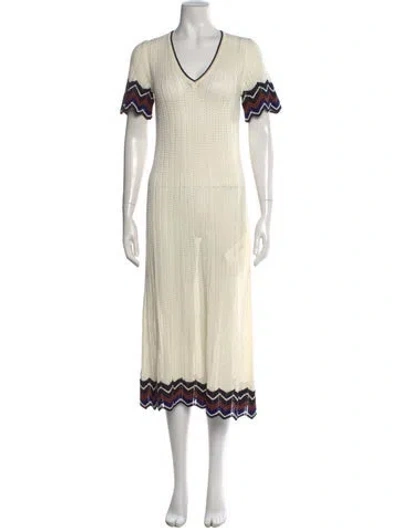 Pre-owned Eres Striped Midi Length Dress In Neutral