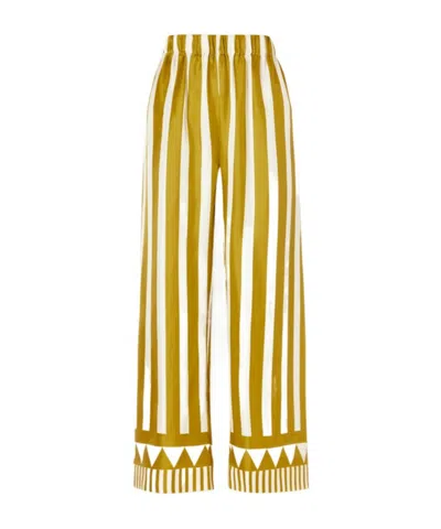 Eres Pacha Striped Silk-twill Straight-leg Pants In Green