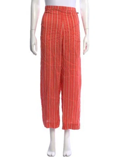 Pre-owned Eres Striped Wide Leg Pants In Pink