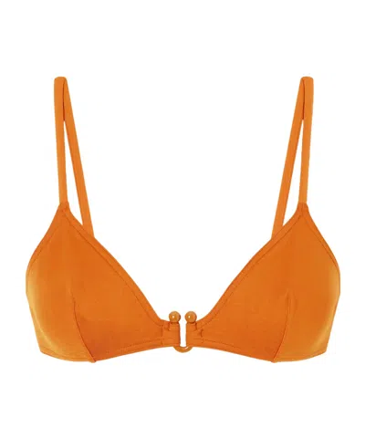 Eres Stylish Embellished Triangle Bikini Top In Orange