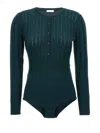 Eres Ribbed Crew Neck Bodysuit With Long Sleeves In Blue