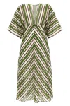 Eres Sheer Fabric Midi Dress With Short Sleeves In Green