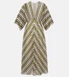 Eres Sheer Fabric Midi Dress With Short Sleeves