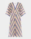 Eres Sailor Summer Striped Cotton-voile Kaftan In Sirene