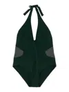 Eres Couture Bow-detailed Halterneck Swimsuit In Green