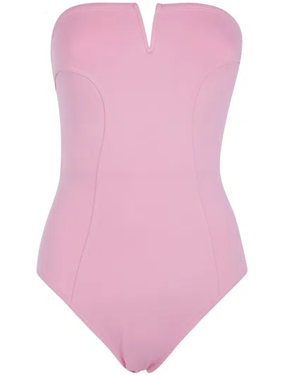 Eres Apparence V-cut Strapless Swimsuit In Pink