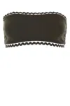 Eres Bandeau Style Bikini Top With Scalloped Edges In Brown