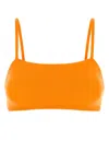 Eres Stretch Nylon Bandeau Bikini Top With Straps In Orange