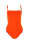 Eres Scalloped Trim Stretch Nylon Swimsuit In Orange
