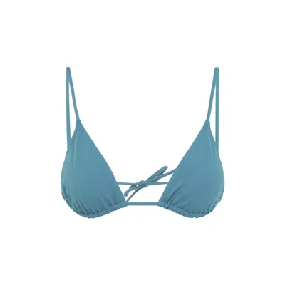 Eres Mouna Bikini Top Triangle Ruched Straps In Blue