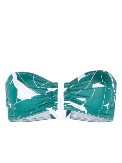 Eres Show Abstract-print Bandeau Bikini Top In Green