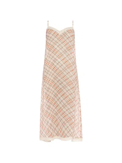 Eres Tartan Midi Dress In Neutral