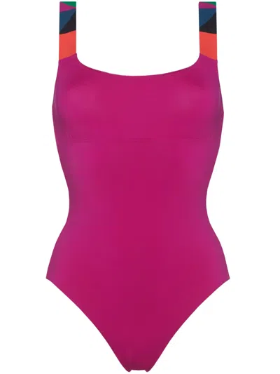 Eres Tempo Contrasting-strap Swimsuit In Pink