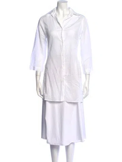 Pre-owned Eres Three-quarter Sleeve Button-up Top In Neutrals