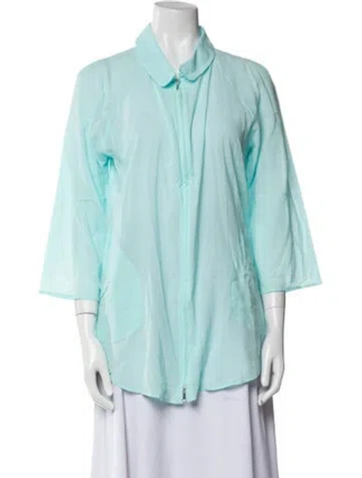 Pre-owned Eres Three-quarter Sleeve Button-up Top W/ Tags In Blue