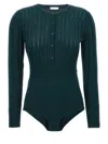 Eres Ribbed Crew Neck Bodysuit With Long Sleeves