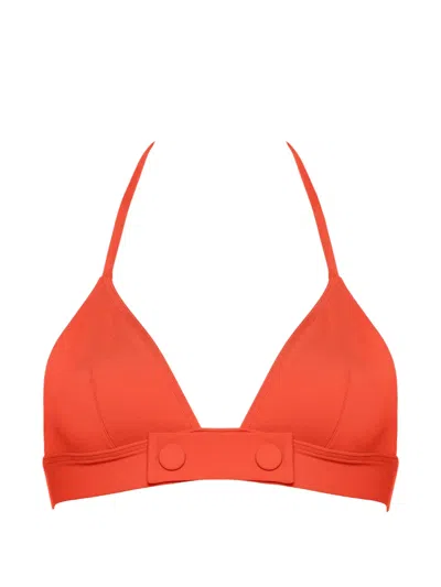 Eres Triangle-cup Button-detail Bikini Top In Orange