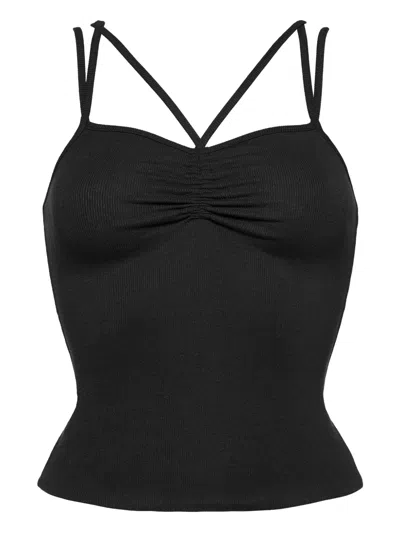 Eres Triple-strap Ribbed Tank Top In Black