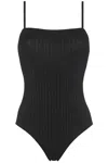 Eres 'acquarelle' Black One-piece Swimsuit With Back Neckline In Multicolor