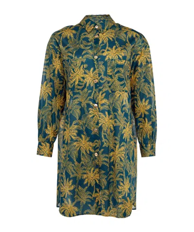 Eres Tropicalprint Longsleeve Mini Dress In Green