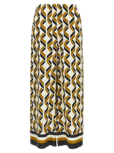 Eres Tube Patterned Silk Twill Wide-leg Pants In Brown