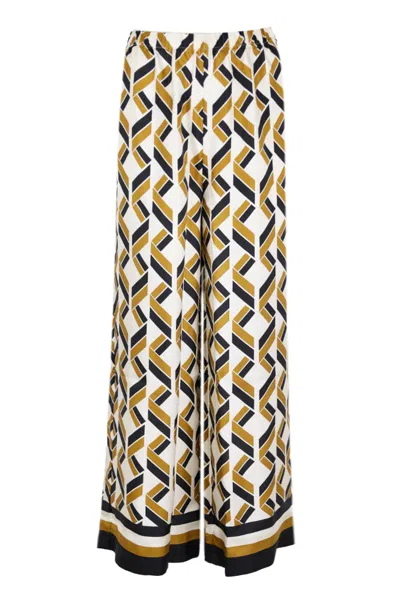 Eres Tube Patterned Silk Twill Wide-leg Pants In Brown