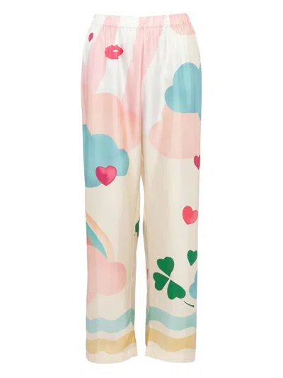 Eres Charme Silk Pyjama Bottoms In Imprime Paradis