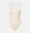 Eres Unique Mesh-trimmed Jersey Bodysuit In White