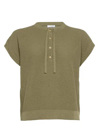 Eres Vaporeux Knitted Top In Green